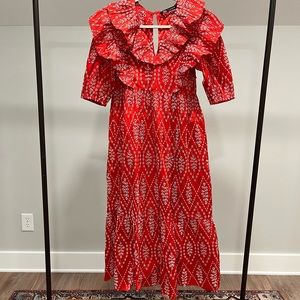 ZARA red and white dress, worn once , size xs